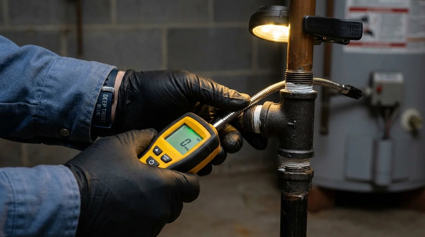 Gas leak detection with electronic sniffer by Johns Plumbing LLC in Friedensburg