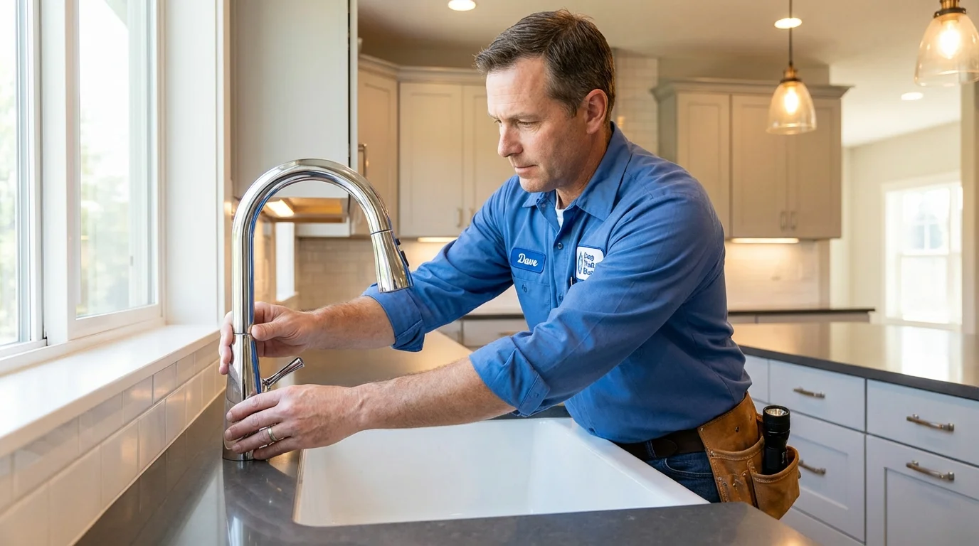 Kitchen faucet installation by Johns Plumbing LLC in Friedensburg