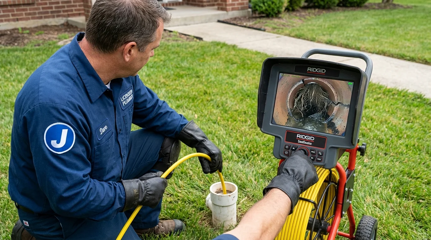 Sewer camera inspection being performed by Johns Plumbing LLC in Friedensburg